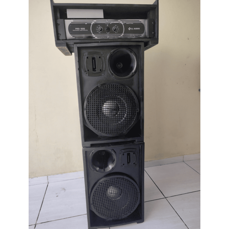 Kit Som Profissional: 2 Caixas de Som + Amplificador LL Audio Pro 1600